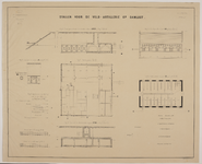 217203 Opstanden, doorsneden, plattegronden en details van de stallen voor de Veldartillerie op de kazerne Damlust ...